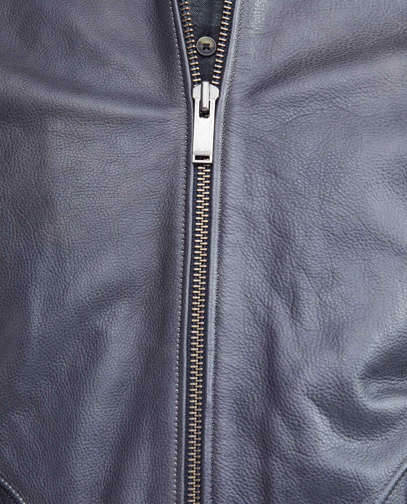 Men's Calfskin Jacket Oversize Flap Pockets Ribbed - 4