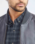 Men's Calfskin Jacket Oversize Flap Pockets Ribbed - 5