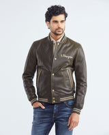 Men's Embroidered Calfskin Jacket Oversize Ribbed - 1