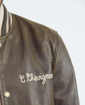 Men's Embroidered Calfskin Jacket Oversize Ribbed - 4