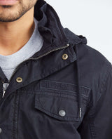 Men's Parka Jacket High Collar Removable Hood Sleeve Embroidery Adjustable Waist - 5