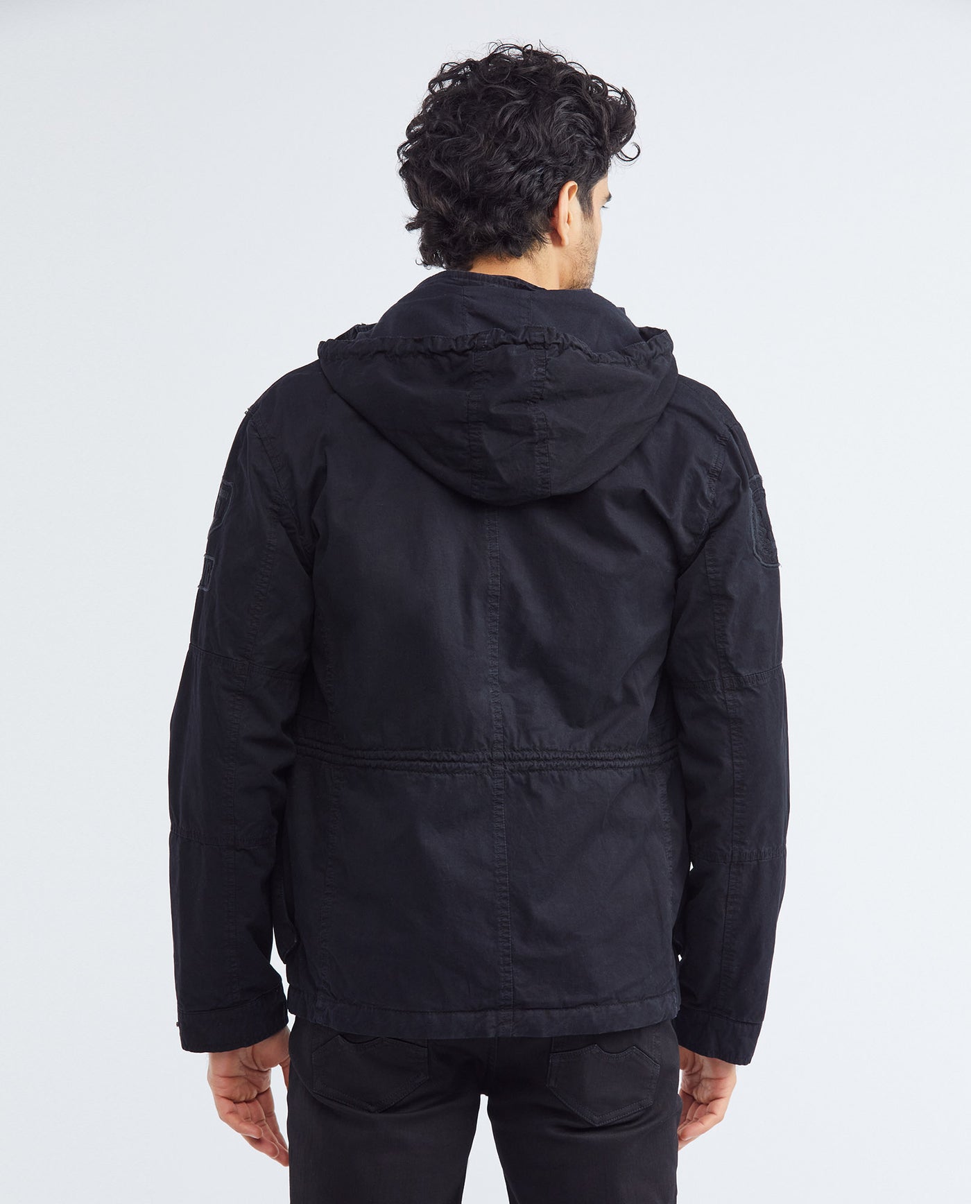 Men's Parka Jacket High Collar Removable Hood Sleeve Embroidery Adjustable Waist - 8