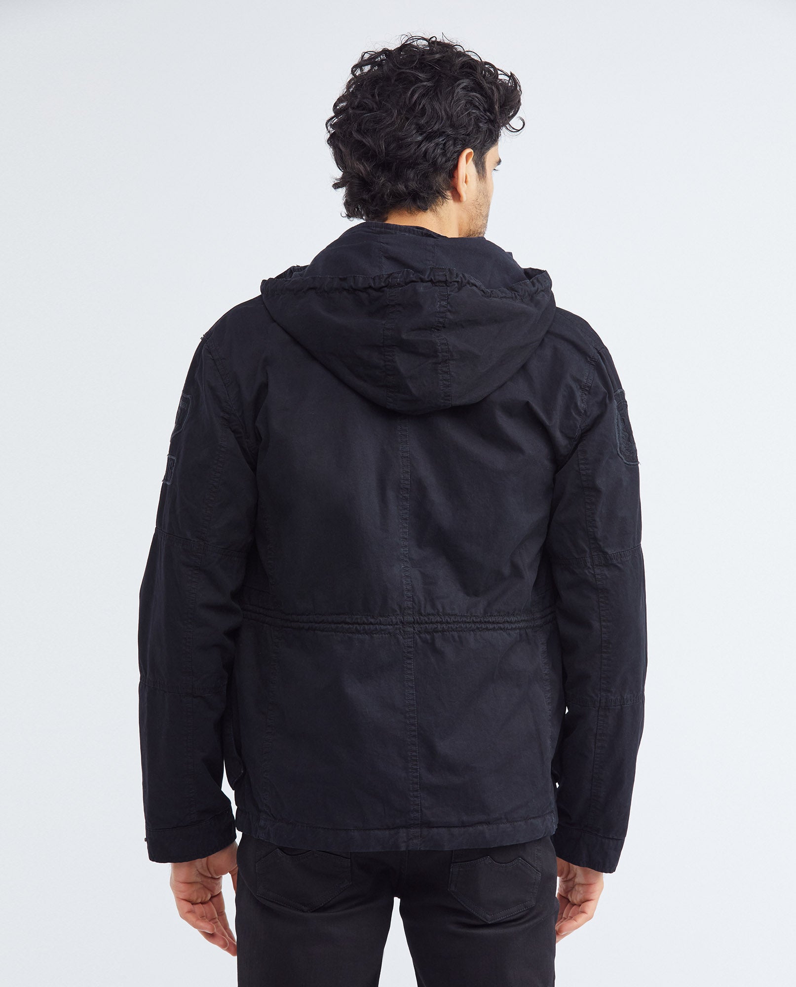 Men's Parka Jacket High Collar Removable Hood Sleeve Embroidery Adjustable Waist - 8