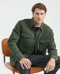 Men's Quilted Square Pattern Jacket Corduroy Details Duck Print Lining - 2