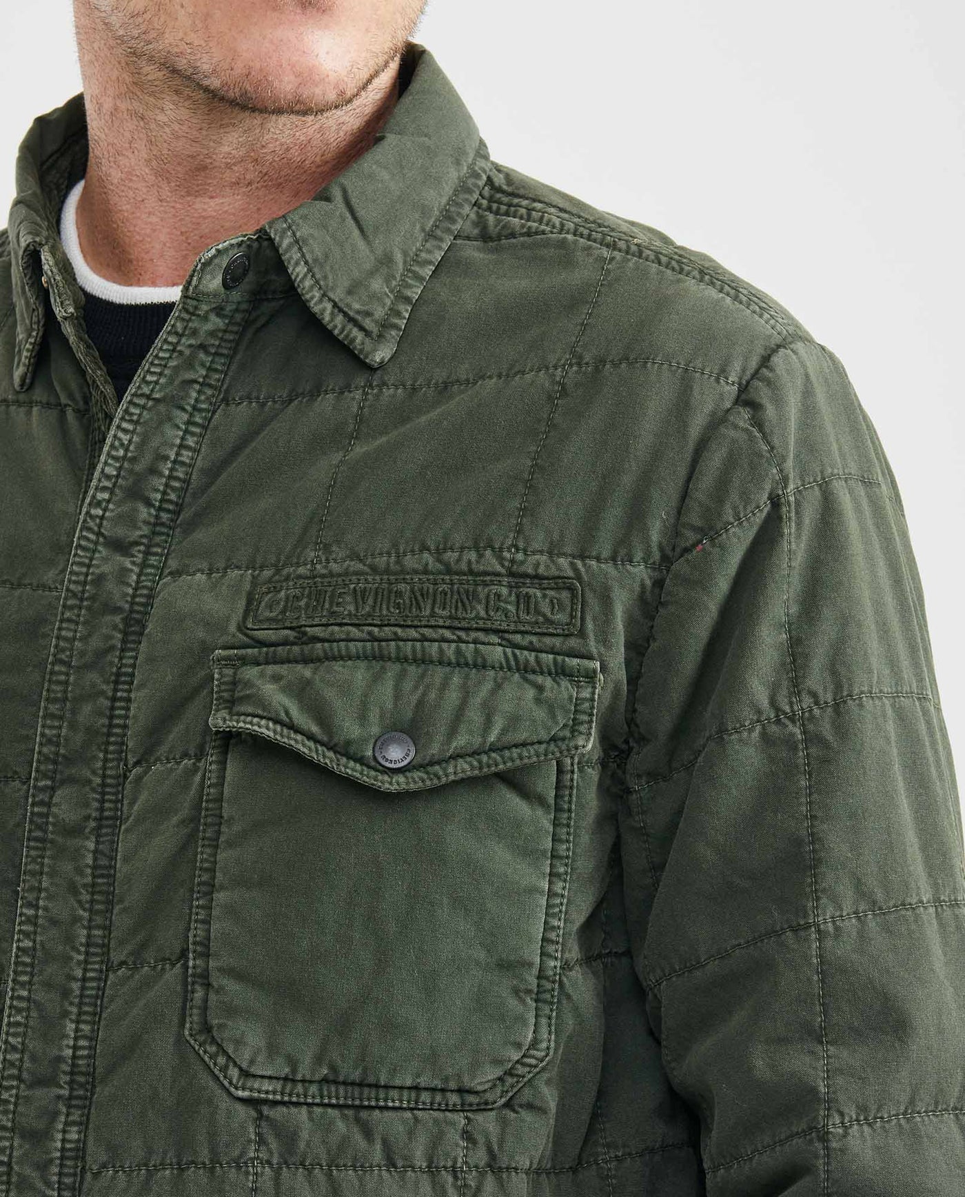 Men's Quilted Square Pattern Jacket Corduroy Details Duck Print Lining - 3