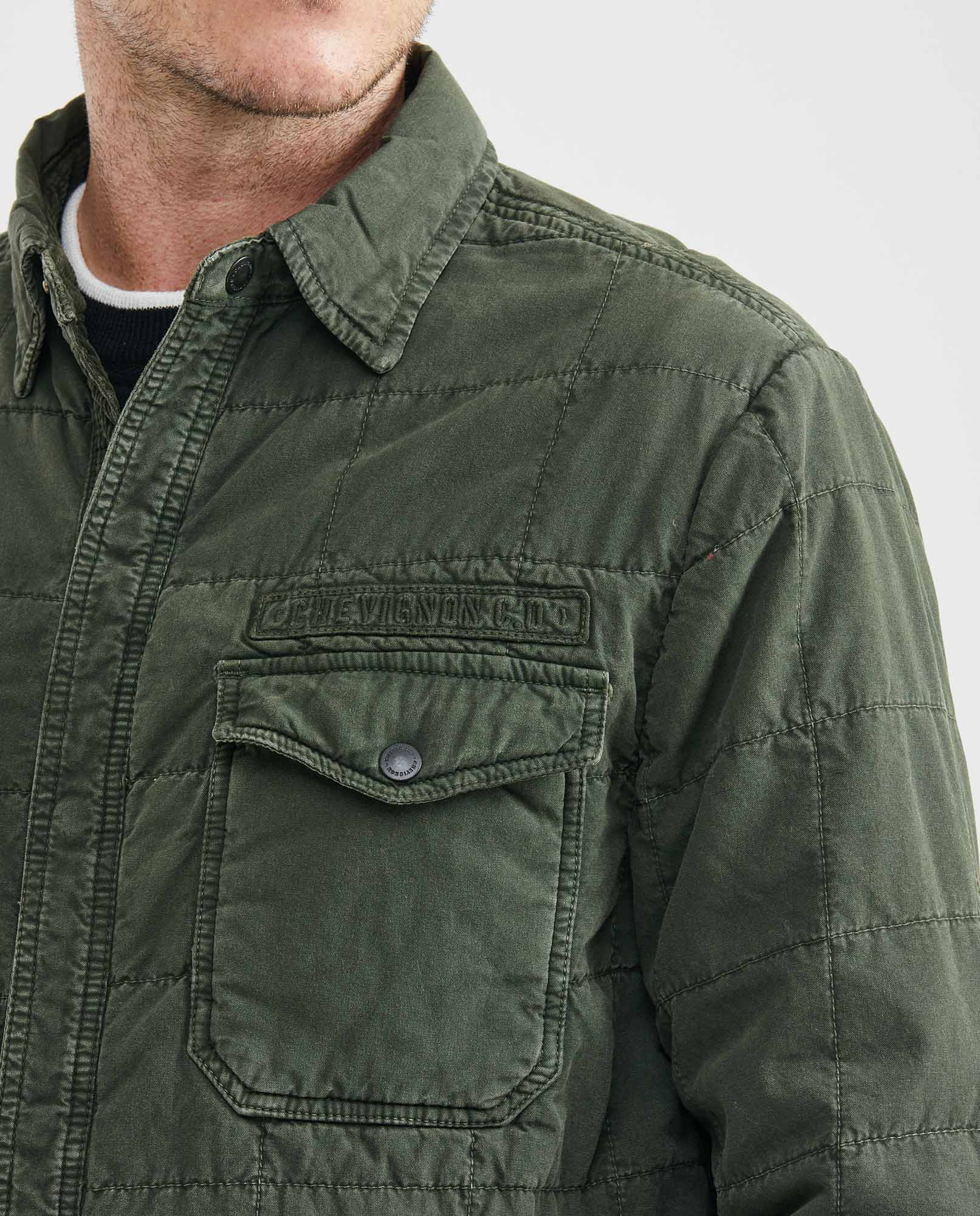 Men's Quilted Square Pattern Jacket Corduroy Details Duck Print Lining - 3