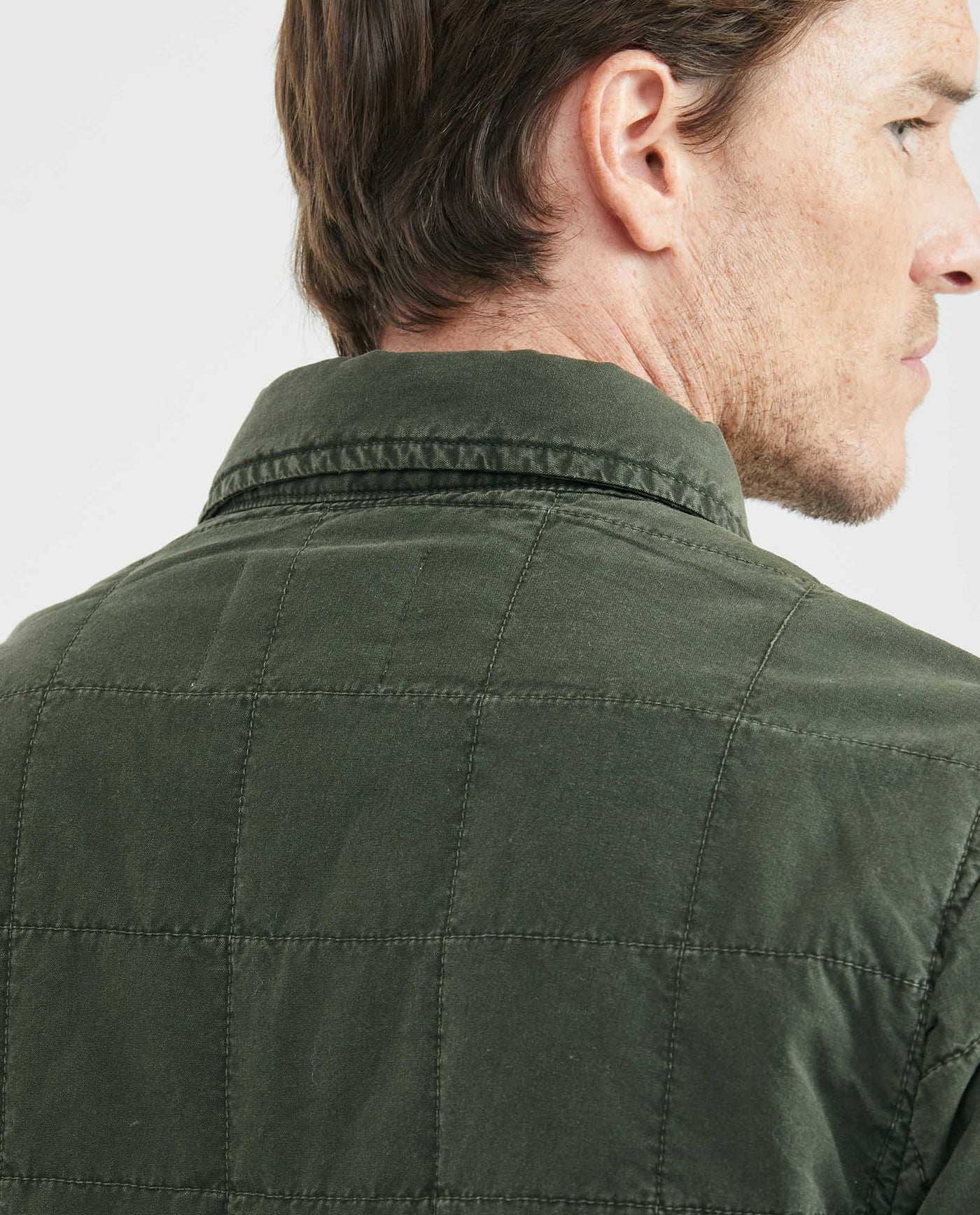 Men's Quilted Square Pattern Jacket Corduroy Details Duck Print Lining - 5