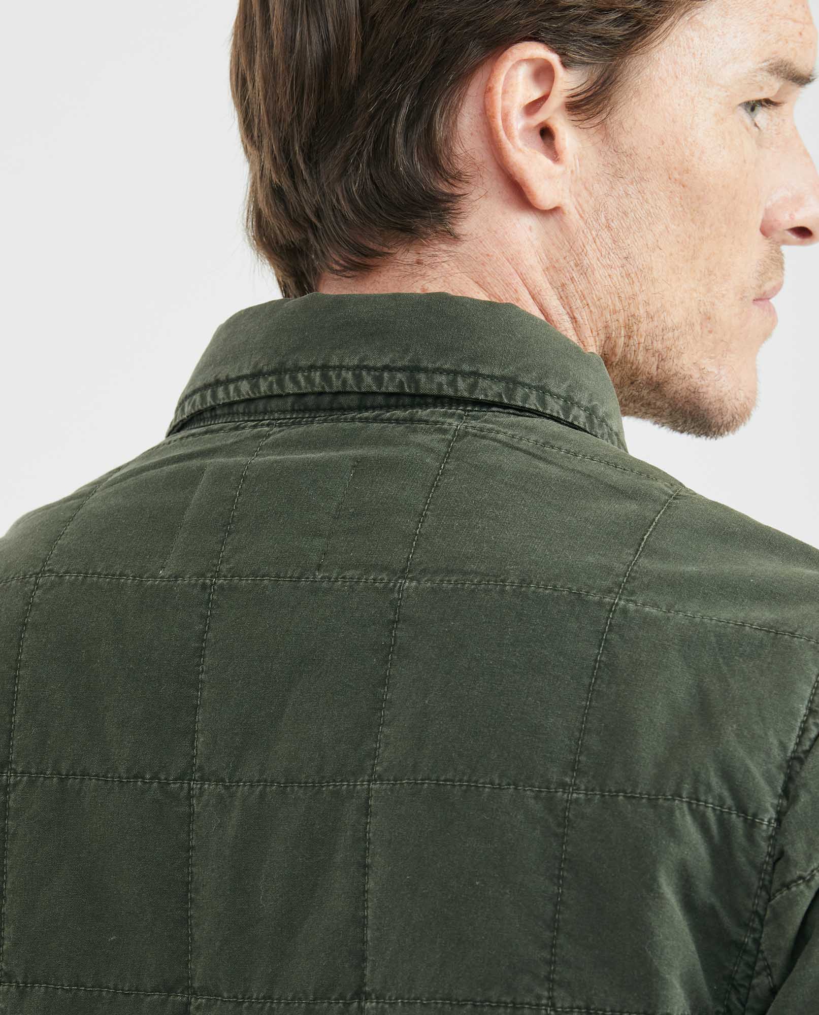 Men's Quilted Square Pattern Jacket Corduroy Details Duck Print Lining - 5