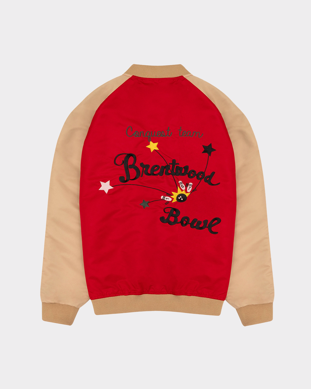 CHAQUETA TEDDY SOUVENIR EN NEGRO Y ROJO
