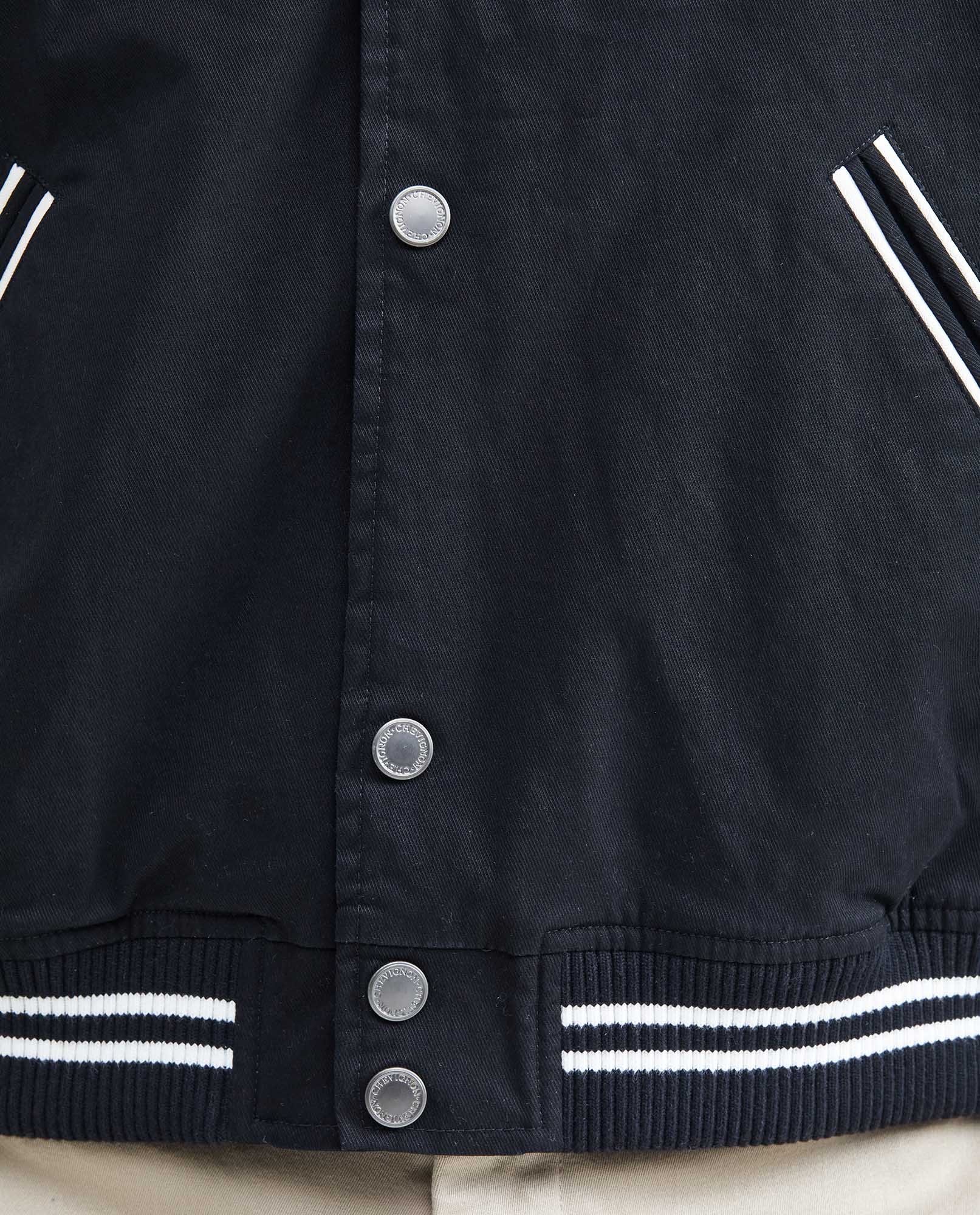 Men's Bomber Jacket Piped Pockets Contrast Armhole Ribbed in Cotton - 4