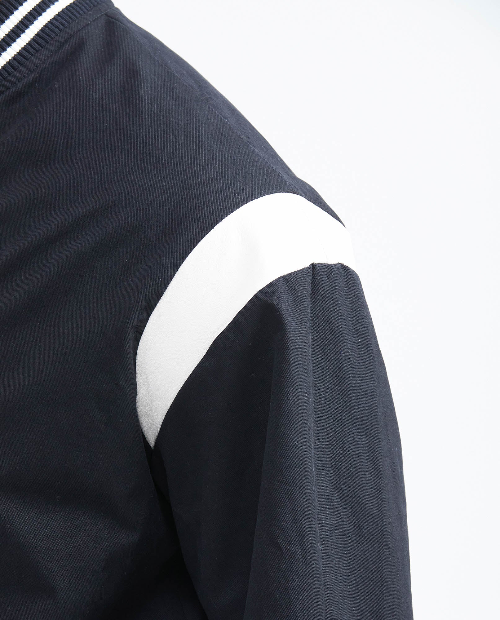 Men's Bomber Jacket Piped Pockets Contrast Armhole Ribbed in Cotton - 5
