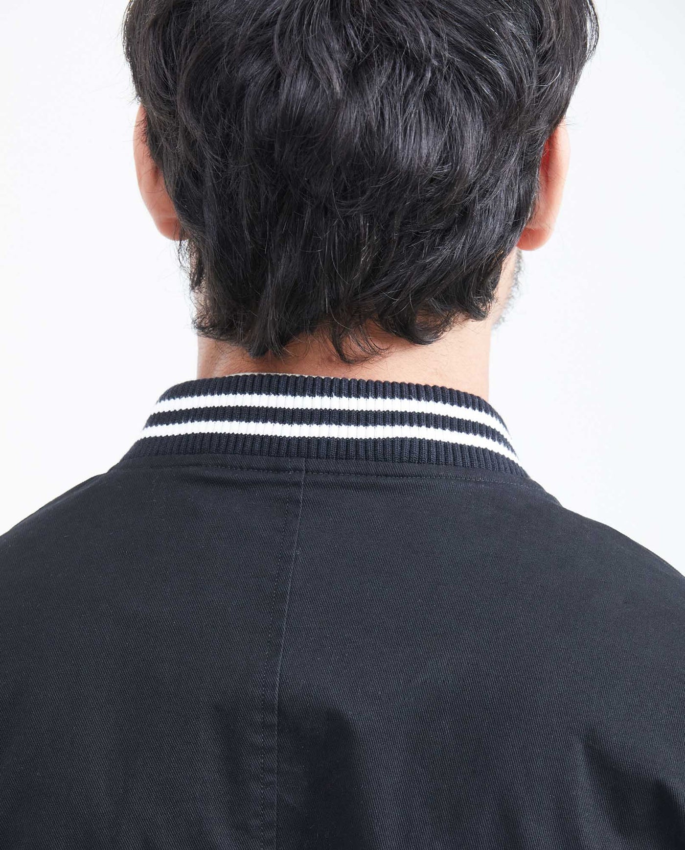 Men's Bomber Jacket Piped Pockets Contrast Armhole Ribbed in Cotton - 7