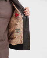 Men's Contrast Sleeve Bomber Jacket Lambskin Embroidered - 5