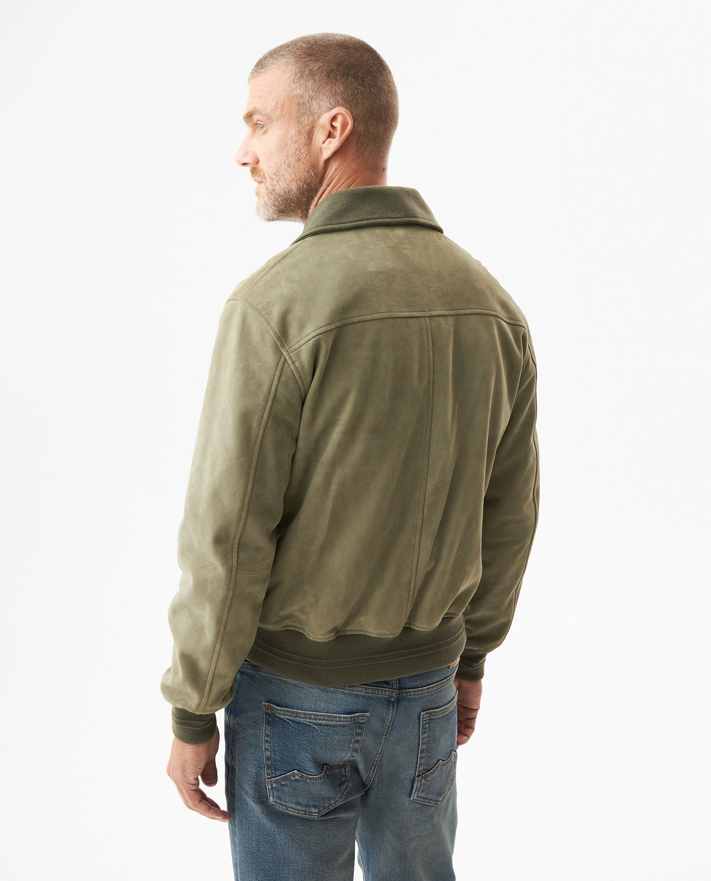 Mens Suede Leather Aviator Jacket, Navigator - Green 63_627G401_VER130711_7