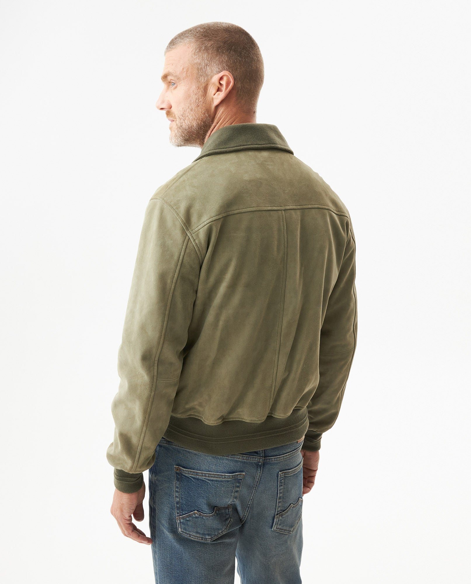 Mens Suede Leather Aviator Jacket, Navigator - Green 63_627G401_VER130711_7