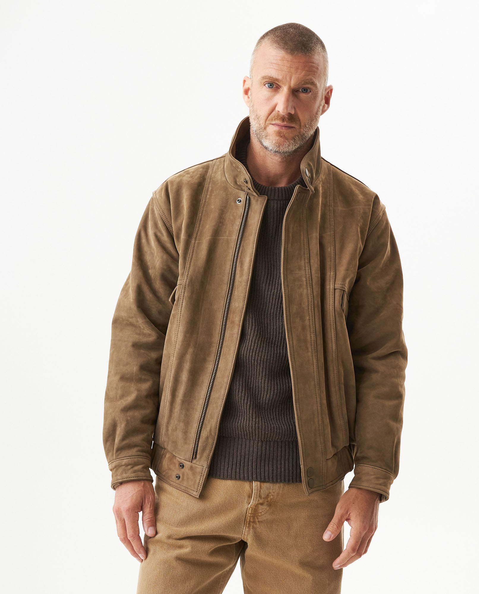 Men´s Leather Biker Jacket - Green 63_627G405_VER175923_0