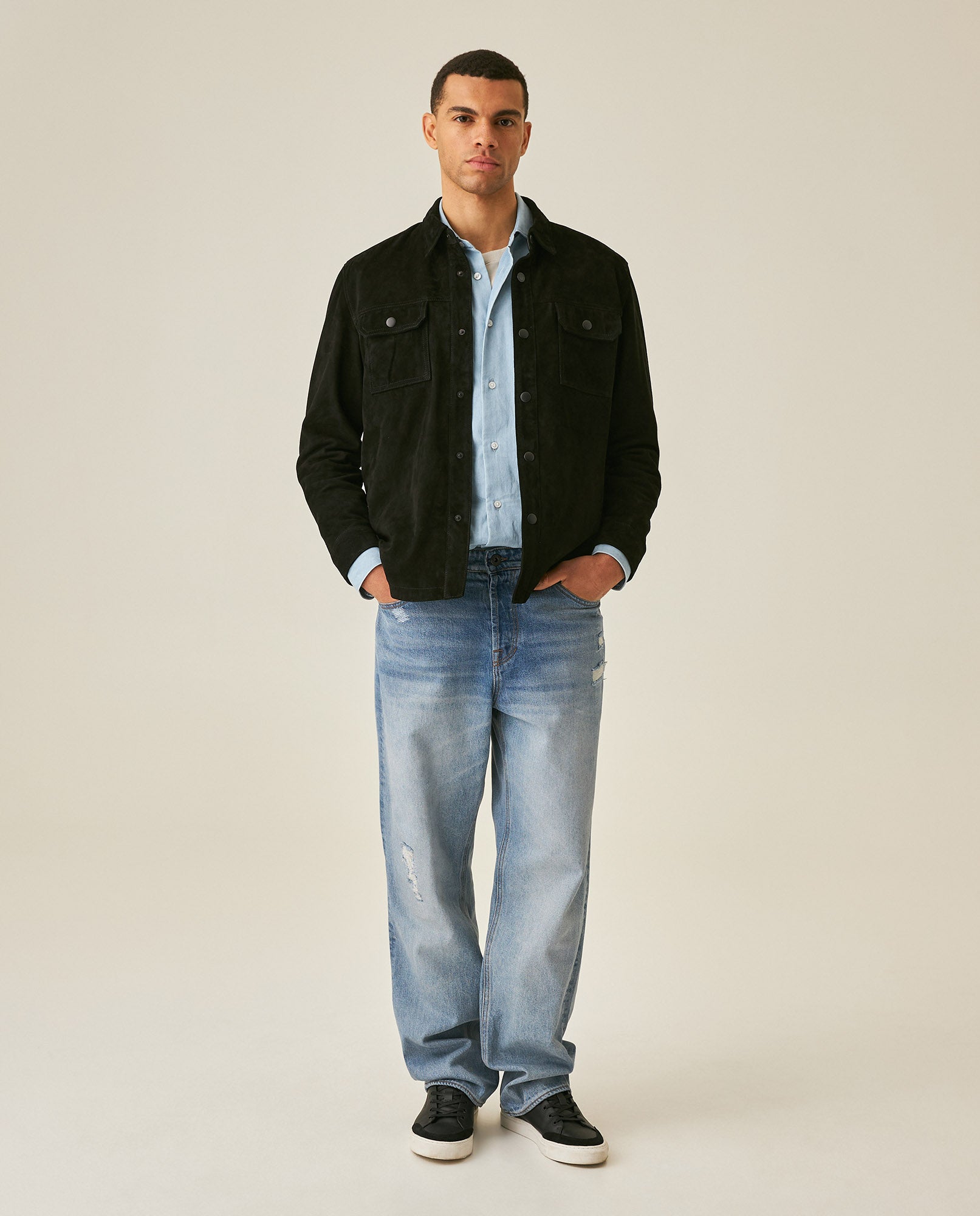 Men´s Goatskin Suede Overshirt - Black 63_627H200_NEG194007_4