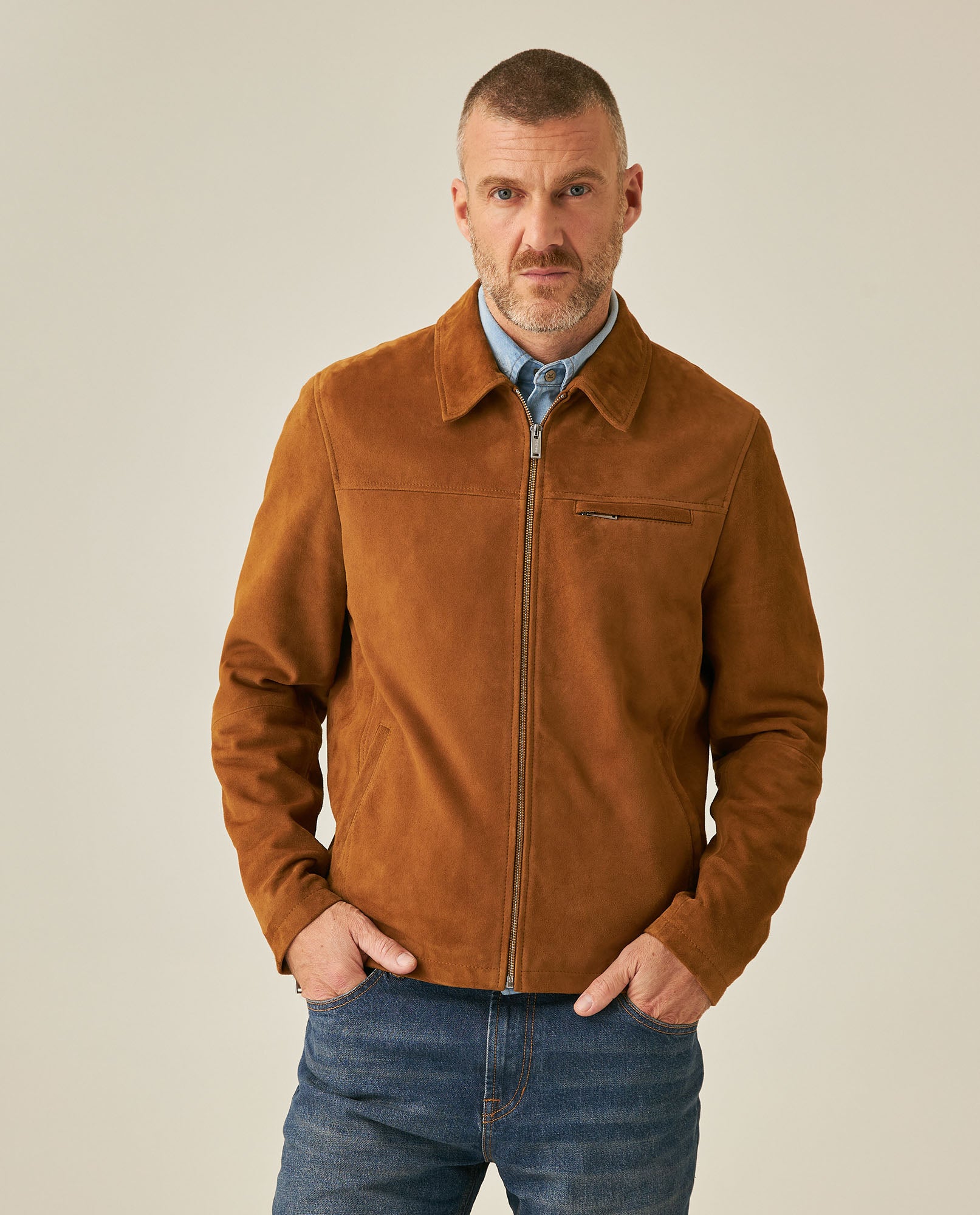 Men´s Goatskin Suede Jacket - Brown 63_627H209_CAF171028_0