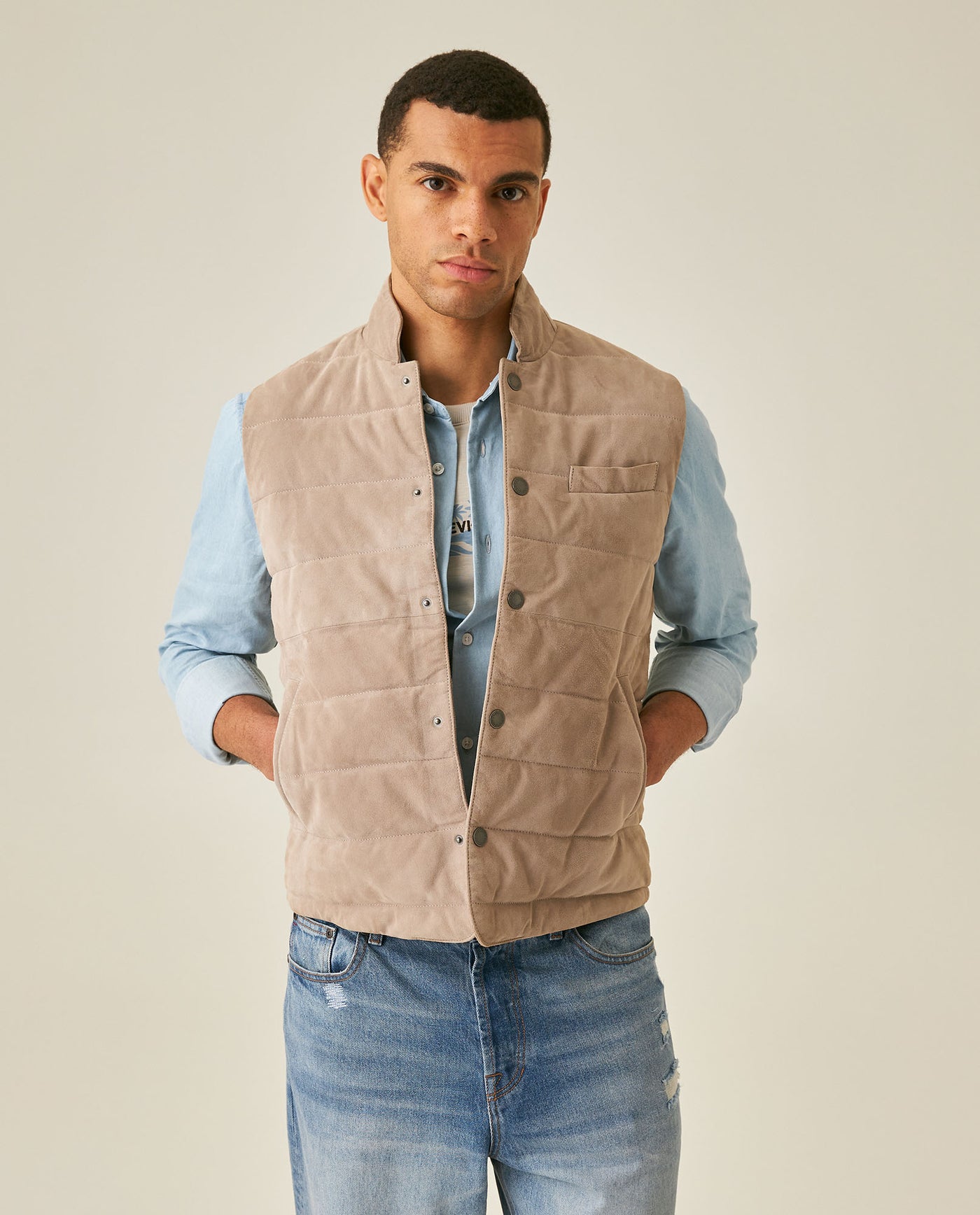 Men´s Goatskin Quilted Vest - Brown 63_627H210_CAF170808_0