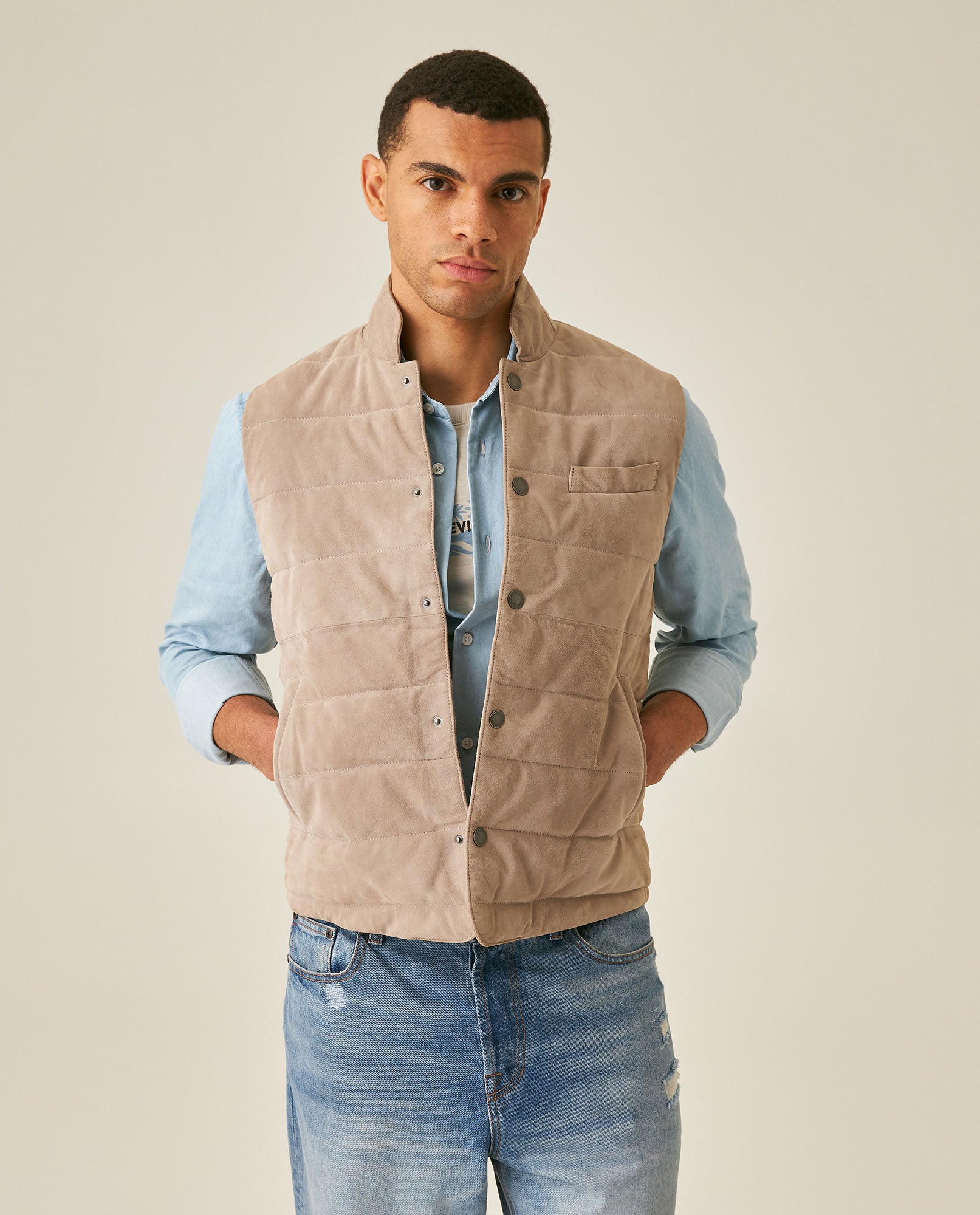 Men´s Goatskin Quilted Vest - Brown 63_627H210_CAF170808_0