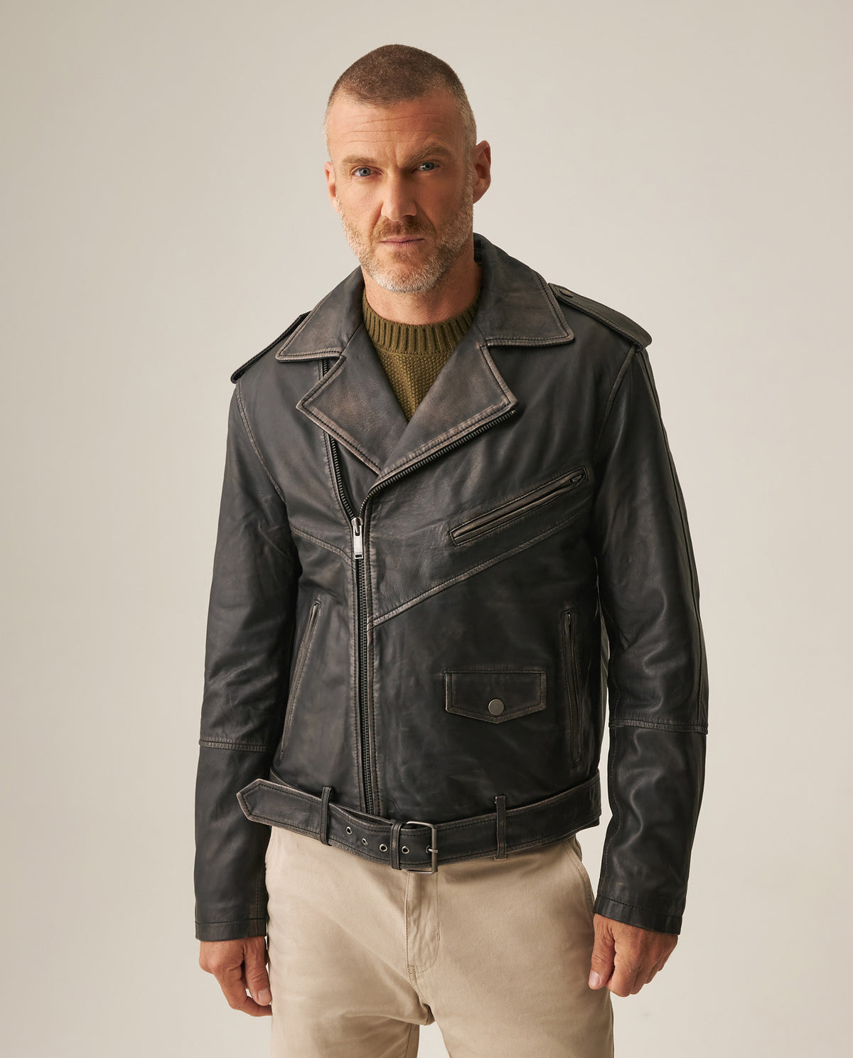 Men´s Leather Biker Jacket - Black 63_627H407_NEG194007_3