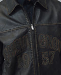 Mens Sheepskin Leather Jacket with Leather Appliqué - Special Collection - Brown 63_627H501_CAF171321_3
