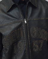 Mens Sheepskin Leather Jacket with Leather Appliqué - Special Collection - Brown 63_627H501_CAF171321_3