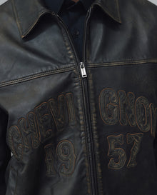 Mens Sheepskin Leather Jacket with Leather Appliqué - Special Collection - Brown 63_627H501_CAF171321_3