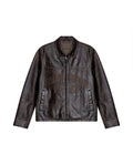 Mens Sheepskin Leather Jacket with Leather Appliqué - Special Collection - Brown 63_627H501_CAF171321_4