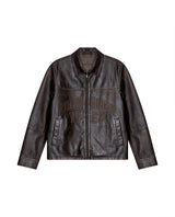 Mens Sheepskin Leather Jacket with Leather Appliqué - Special Collection - Brown 63_627H501_CAF171321_4