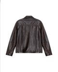 Mens Sheepskin Leather Jacket with Leather Appliqué - Special Collection - Brown 63_627H501_CAF171321_6