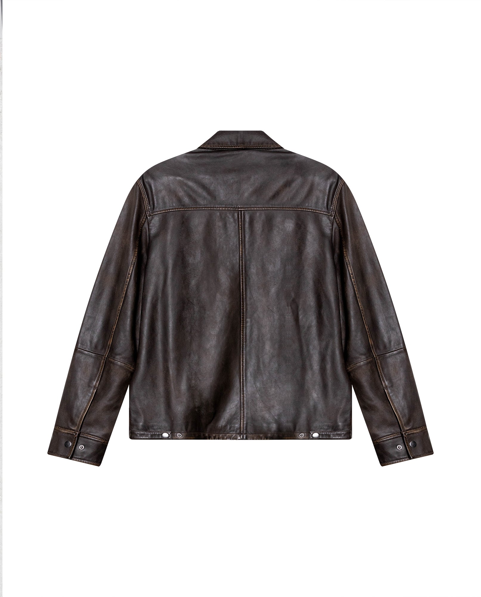 Mens Sheepskin Leather Jacket with Leather Appliqué - Special Collection - Brown 63_627H501_CAF171321_6