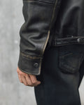 Mens Sheepskin Leather Jacket with Leather Appliqué - Special Collection - Brown 63_627H501_CAF171321_8