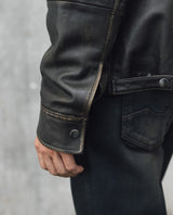 Mens Sheepskin Leather Jacket with Leather Appliqué - Special Collection - Brown 63_627H501_CAF171321_8