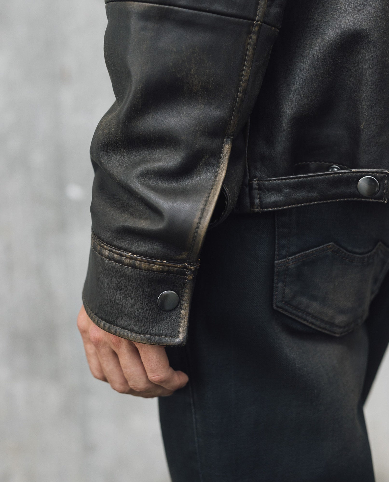 Mens Sheepskin Leather Jacket with Leather Appliqué - Special Collection - Brown 63_627H501_CAF171321_8