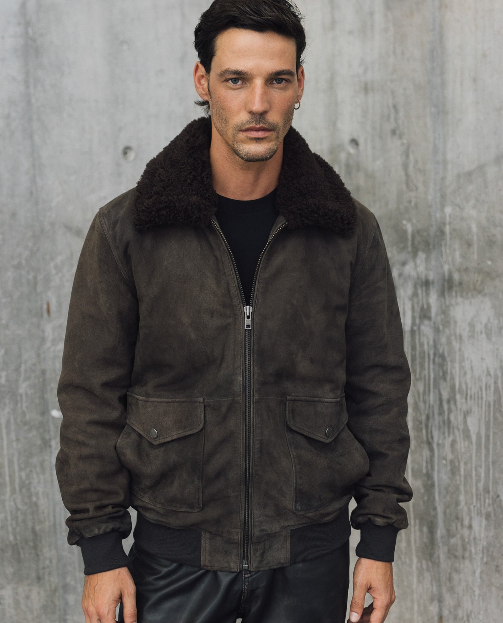 Mens Goat Suede Aviator Jacket - Special Collection - Brown 63_627H503_CAF191327_0