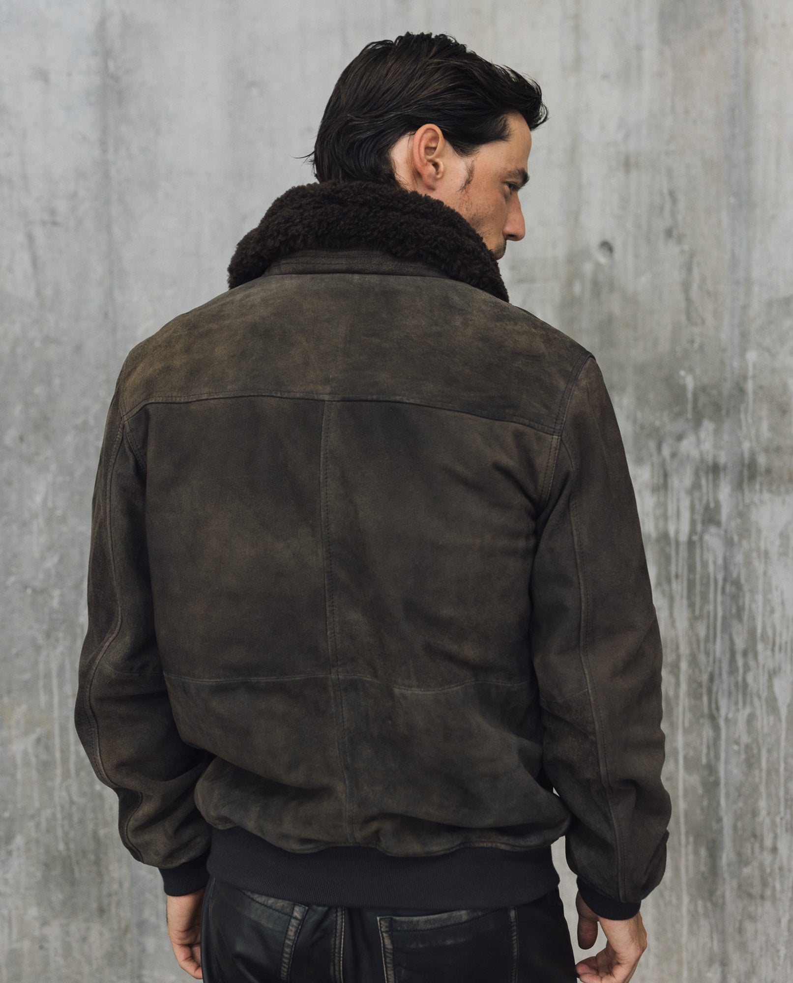 Mens Goat Suede Aviator Jacket - Special Collection - Brown 63_627H503_CAF191327_5