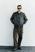 Mens Embroidered Sheepskin Leather Bomber Jacket - Special Collection - Brown 63_627H504_CAF191101_3
