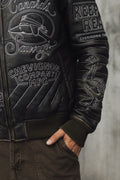 Mens Embroidered Sheepskin Leather Bomber Jacket - Special Collection - Brown 63_627H504_CAF191101_7