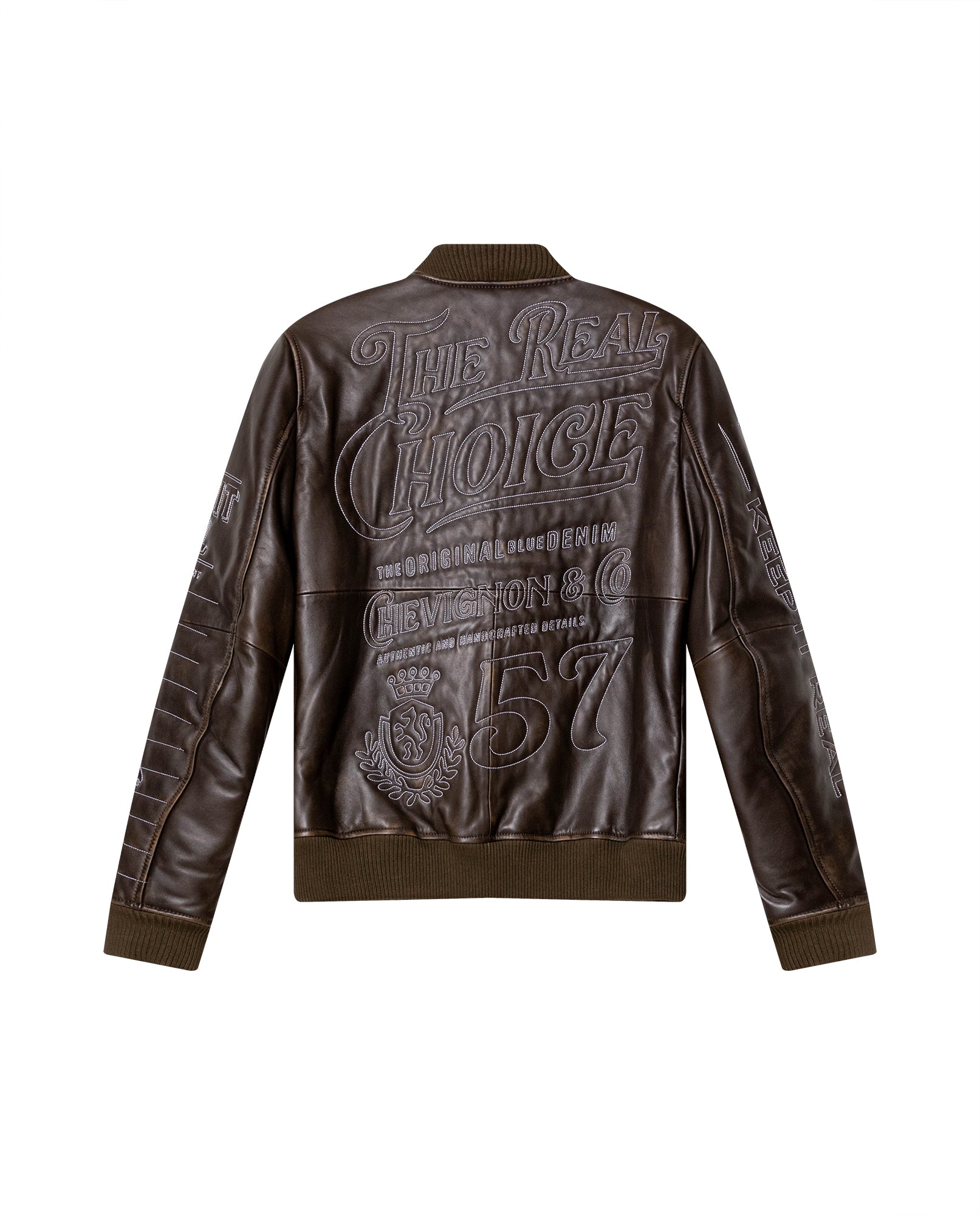 Mens Embroidered Sheepskin Leather Bomber Jacket - Special Collection - Brown 63_627H504_CAF191101_8