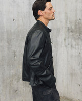 Mens Sheepskin Leather Biker Jacket - Special Collection - Black 63_627H505_NEG194007_5