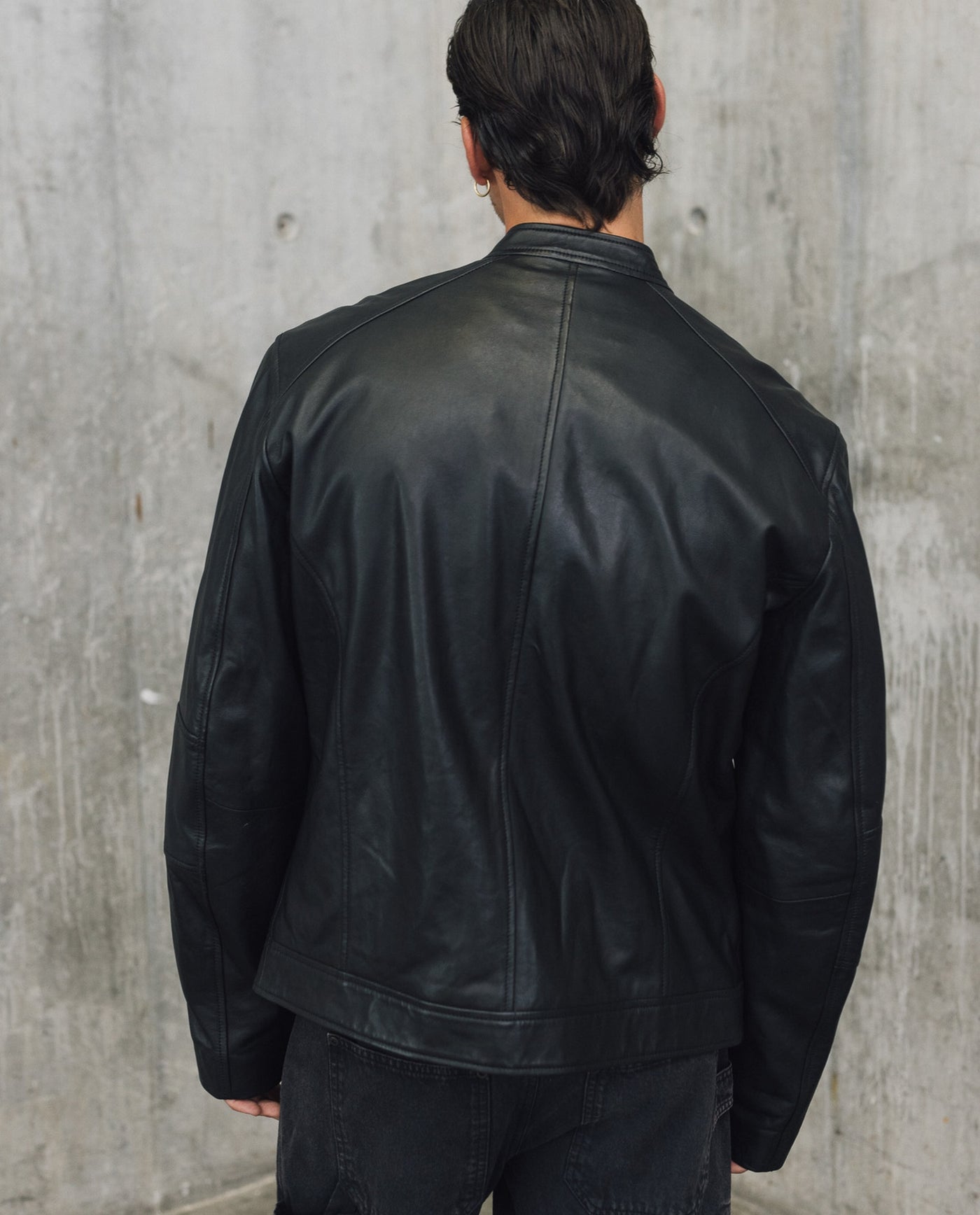Mens Sheepskin Leather Biker Jacket - Special Collection - Black 63_627H505_NEG194007_6