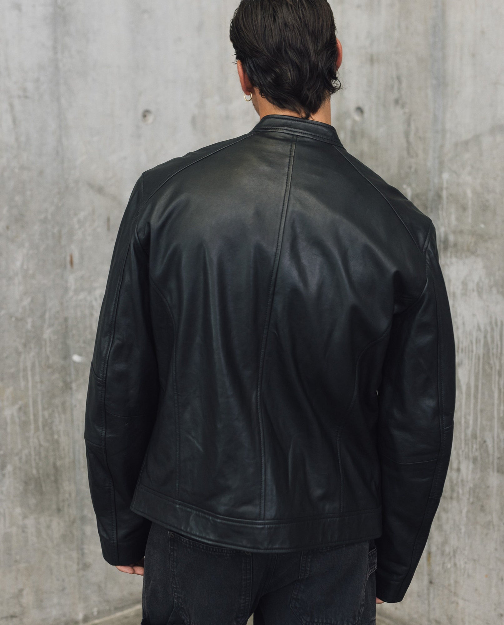 Mens Sheepskin Leather Biker Jacket - Special Collection - Black 63_627H505_NEG194007_6