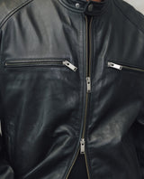 Mens Sheepskin Leather Biker Jacket - Special Collection - Black 63_627H505_NEG194007_8