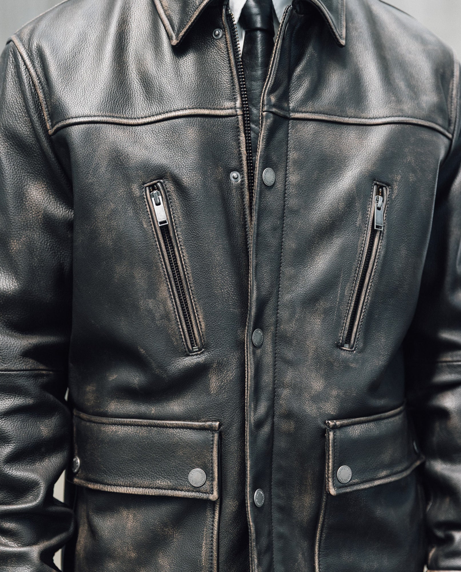 Mens Cowhide Leather Parka - Special Collection - Brown 63_627H506_CAF191325_6