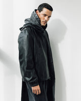 Mens Sheepskin Leather Hooded Bomber Jacket - Special Collection - Black 63_627H508_NEG194007_3