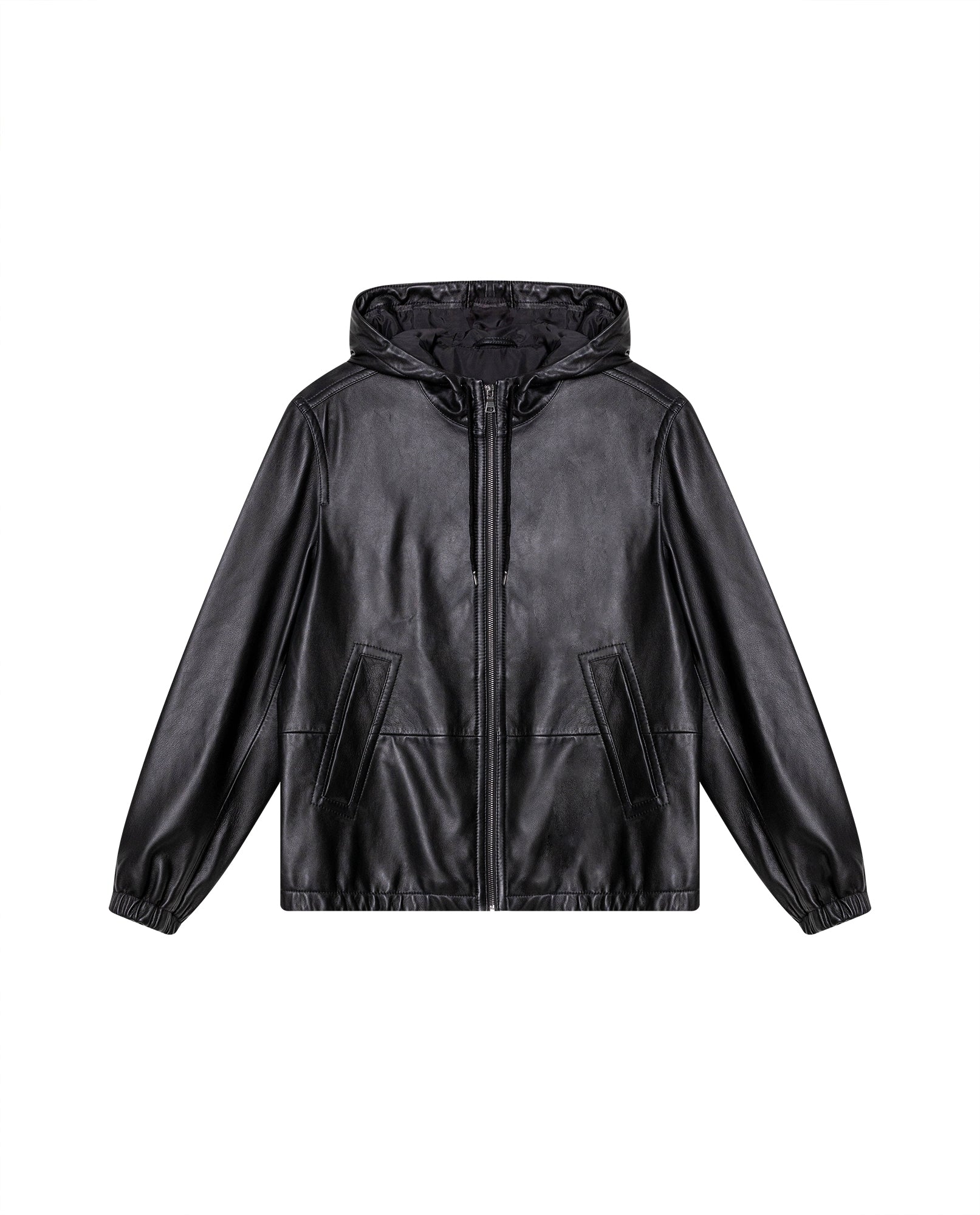 Mens Sheepskin Leather Hooded Bomber Jacket - Special Collection - Black 63_627H508_NEG194007_4