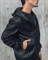Mens Sheepskin Leather Hooded Bomber Jacket - Special Collection - Black 63_627H508_NEG194007_5