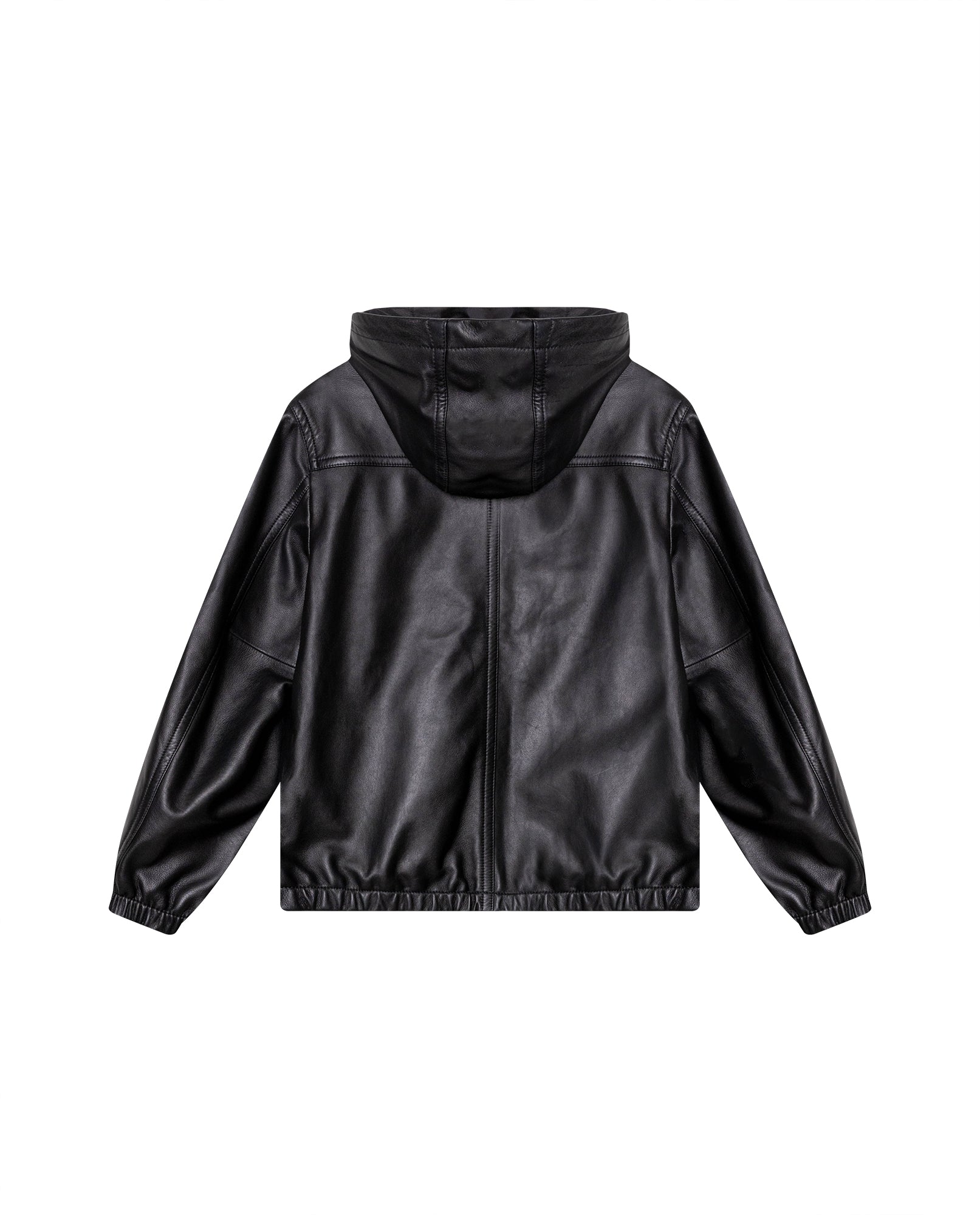 Mens Sheepskin Leather Hooded Bomber Jacket - Special Collection - Black 63_627H508_NEG194007_6