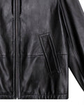 Mens Sheepskin Leather Hooded Bomber Jacket - Special Collection - Black 63_627H508_NEG194007_8